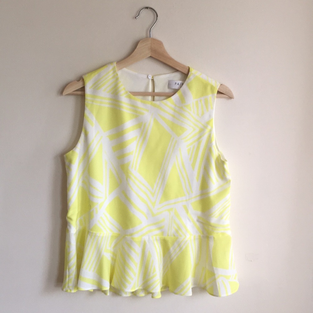 Anthropologie yellow & white top